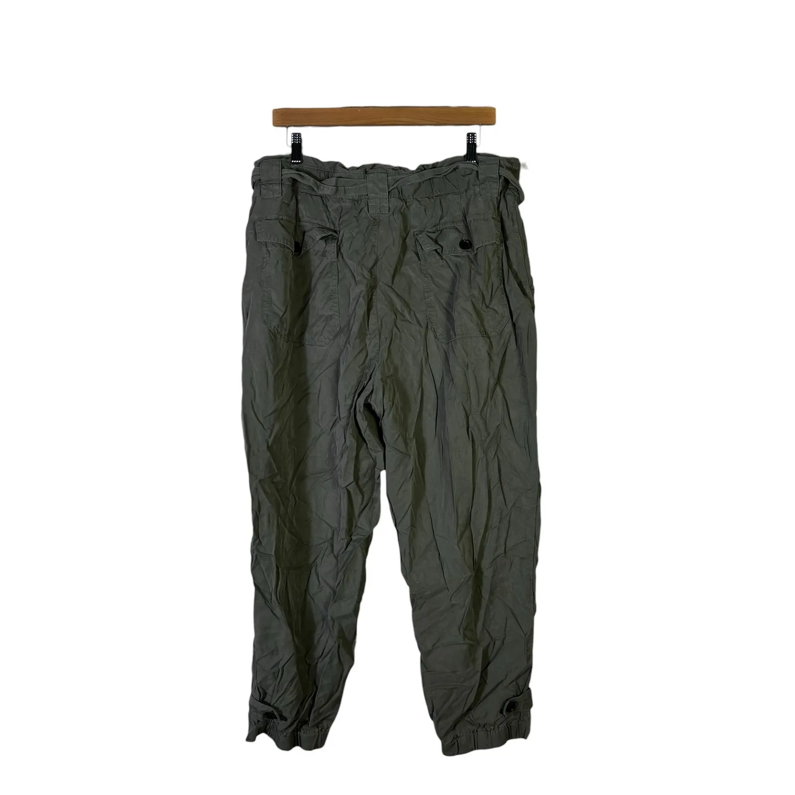 Banana Republic Jogger Pants Size 16 Green 100% Lyocell Tie-Waist Utility Casual - Image 6