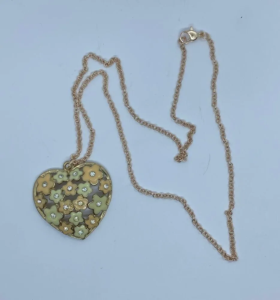 Rose-Gold Peach & Ivory Flower Rhinestone Necklace - Image 5