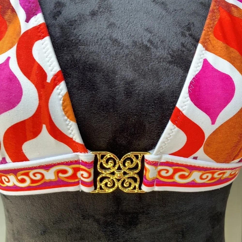 Trina Turk printed halter style bikini top size 8 - Image 2