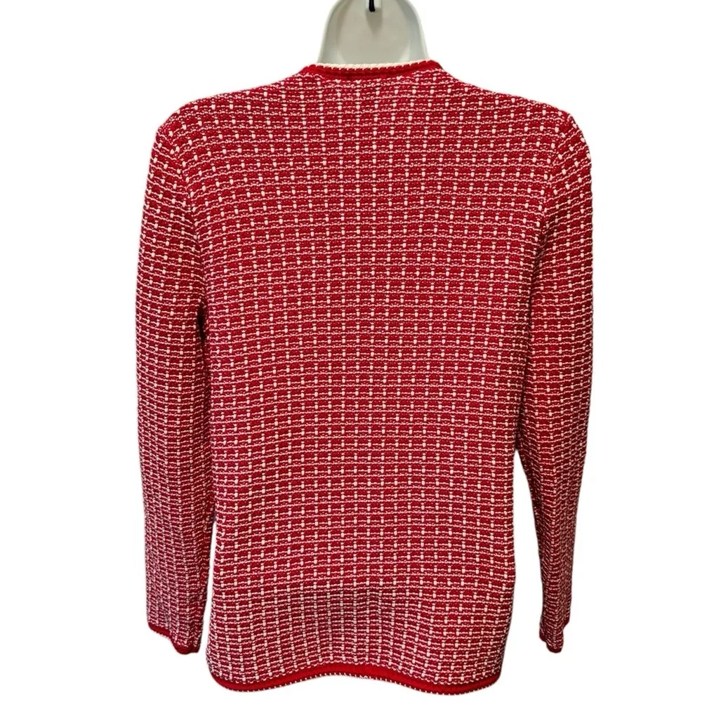 VTG Talbots Clueless Preppy Tipped Tweed Knit Cardigan Sweater Jacket Sz SP - Image 3