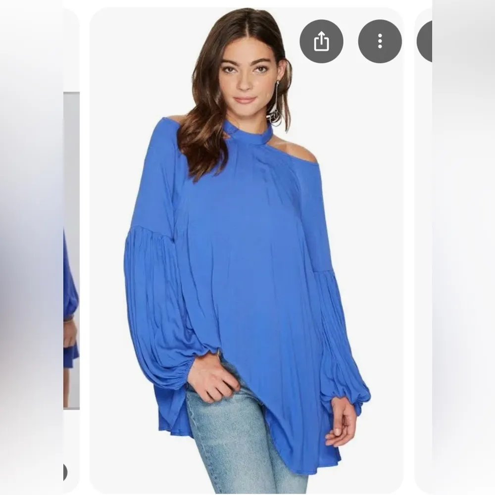 Free People Drift away cold shoulder boho blue dress/tunic sz XS or S - Image 3