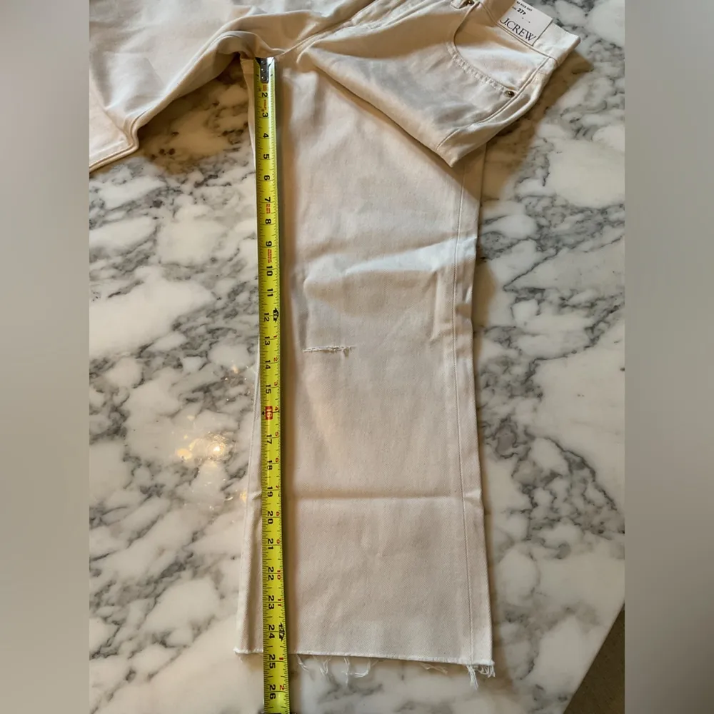 NWT $158 J. CREW '84 low rise wide leg cotton jeans ecru (buttery ivory) 27P rip - Image 7
