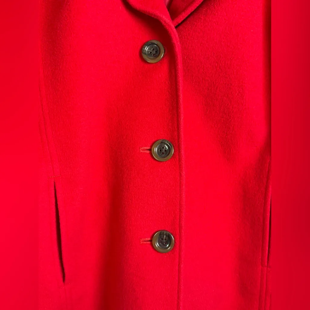 J.Jill Women’s Red Wool Blend Tailored Coat Jacket Pea Coat Petite Small Size undefined - Image 2