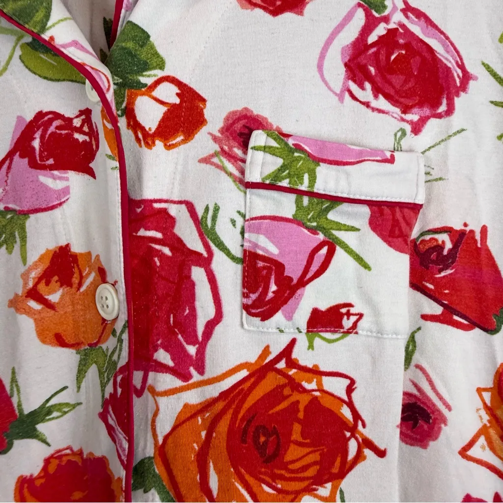 The Cat's Pajamas Floral Pima Knit Long Sleeve Pant Set Women's Size Large Red - Image 5