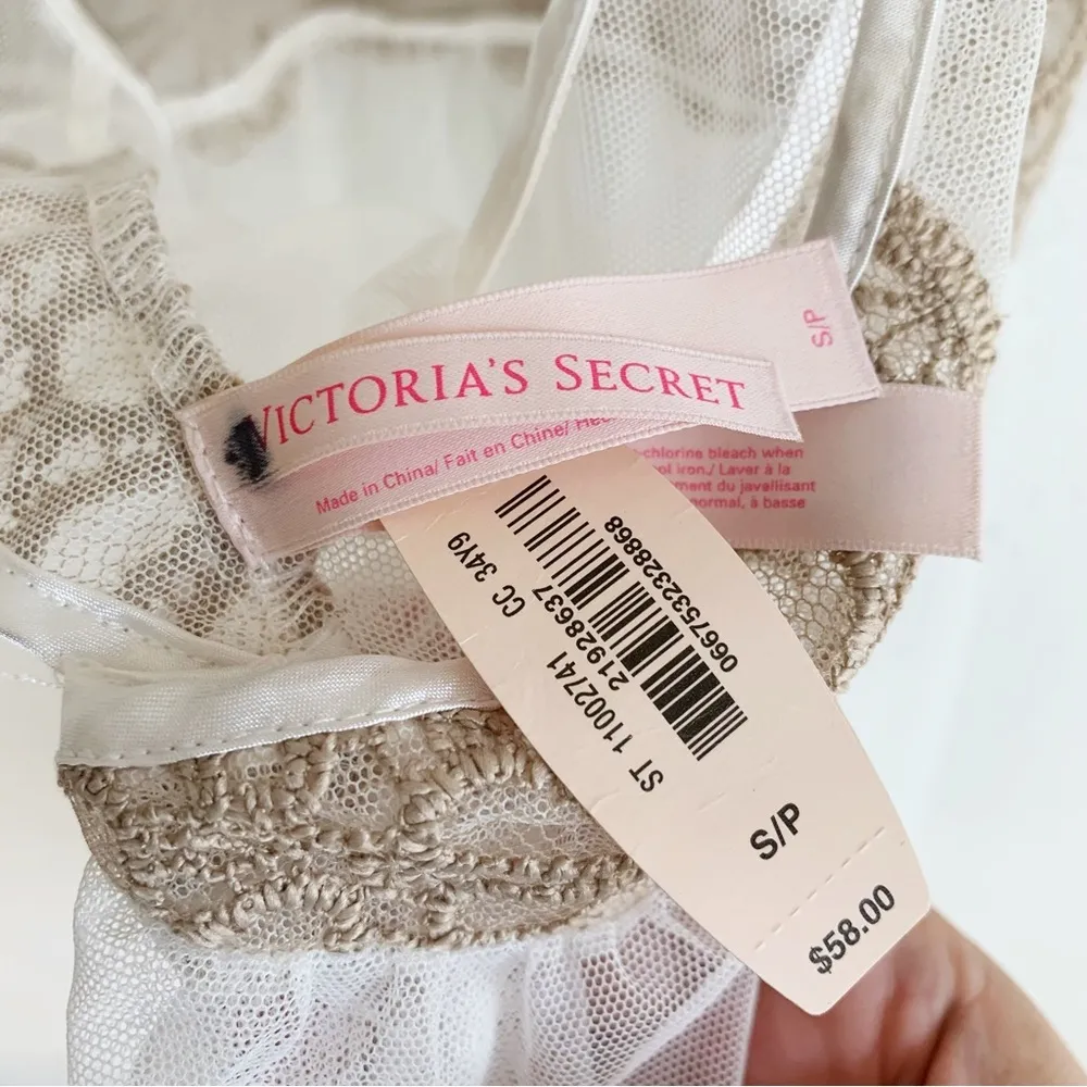 Victoria’s Secret Babydoll Embroidered flowers Sheer Bridal Boho NWT Sz Small - Image 4