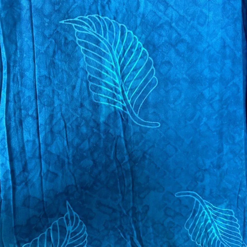 Hilo Hattie Vintage Teal Blue Sleeveless Maxi Floral Leaf Hawaiian Size Large - Image 2