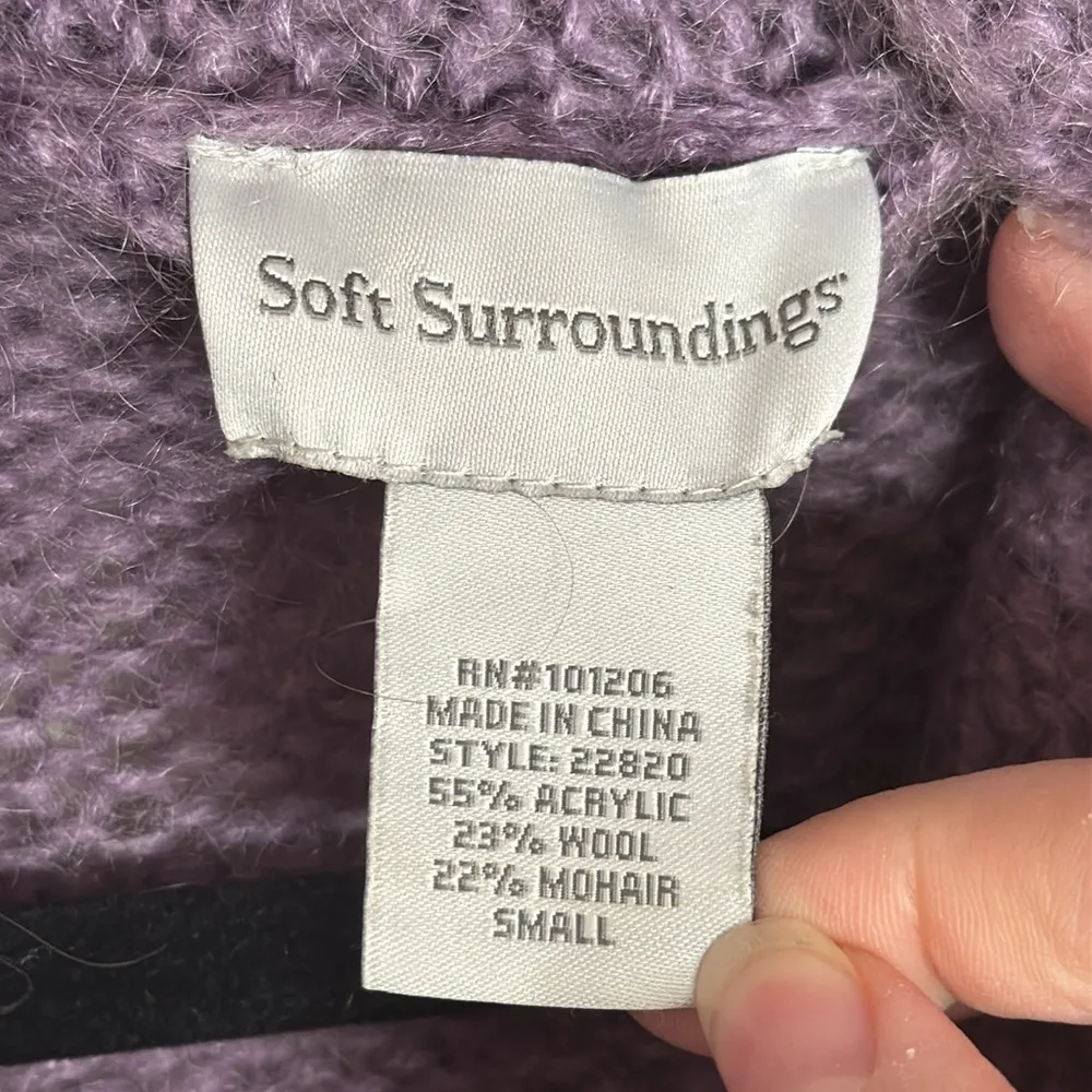 Soft Surroundings Telluride Shawl Cardigan Lilac Purple Mohair blend size S - Image 9