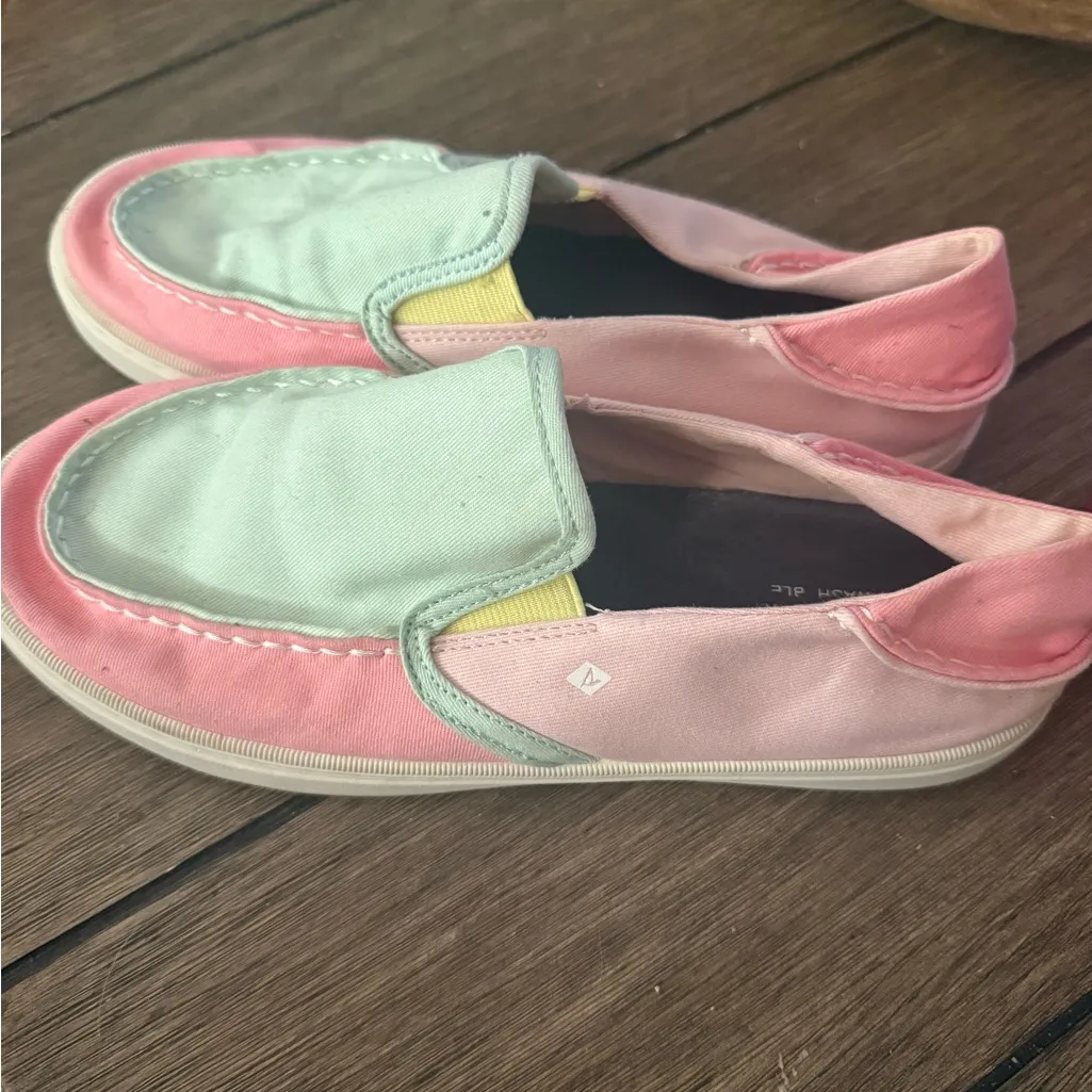 Sperry Pink and Mint Slip-On Sneakers 5 - Image 2