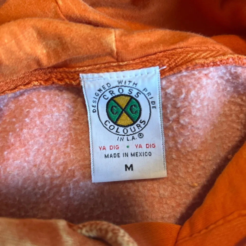 Cross Colours Cropped Hoodie Post Hip Hop Nation Ya Dig Size Medium Orange - Image 4