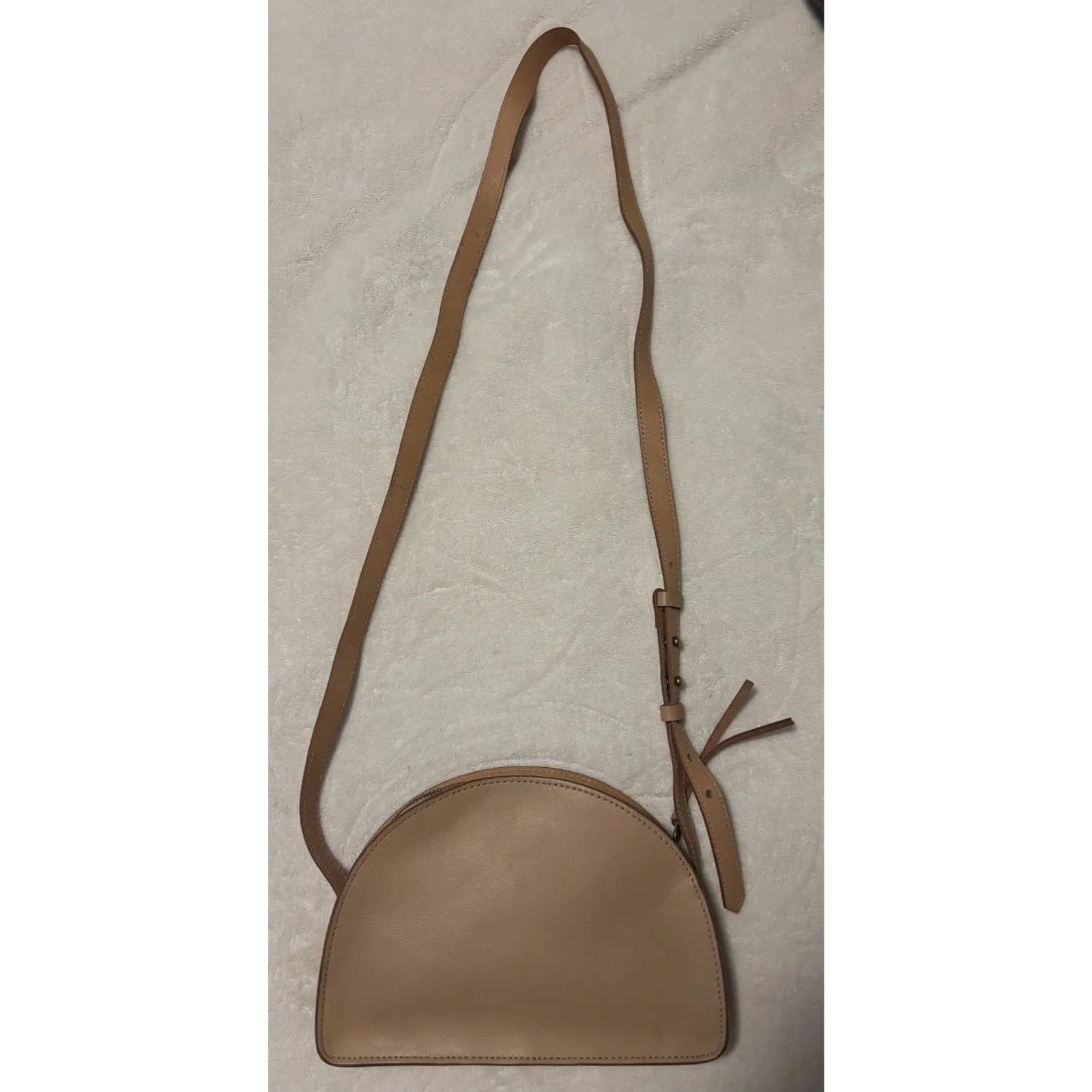 Madewell Half Moon Crossbody Bag Light Tan Leather Clutch Purse Womens Handbag - Image 3