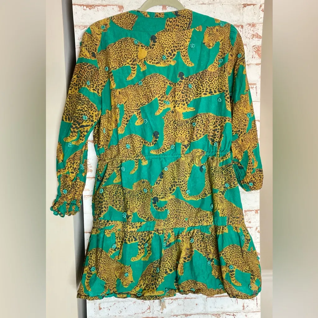 FARM Rio Green and Yellow Leopard Print Mini Dress - Image 3