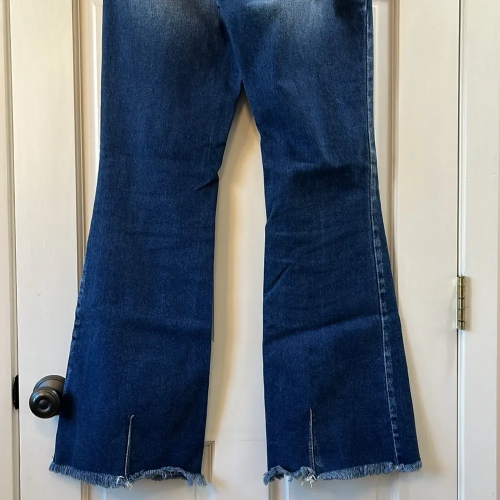 KanCan Edison Mid Rise Button Fly Flare Medium Blue Wash - Image 5