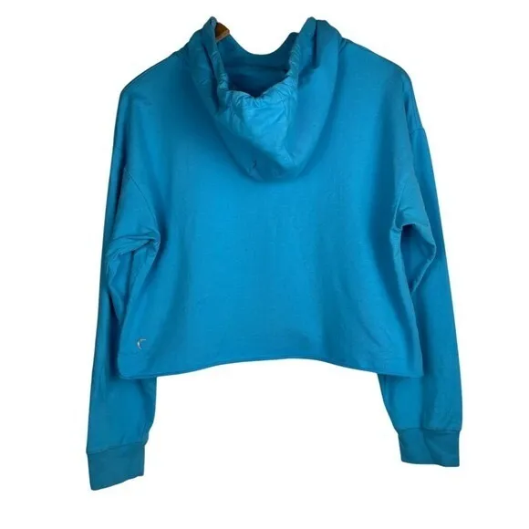 Zyia Active Small Sky Blue‎ Raw Edge Cropped Hooded Pullover Sweatshirt - Image 5
