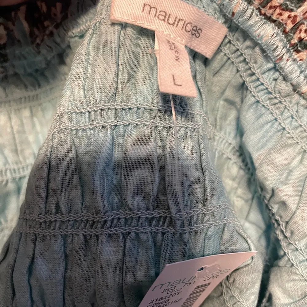 Maurices Powder Blue Smocked Blouse Elegant Top Large Cottage Coquette Fairy - Image 6