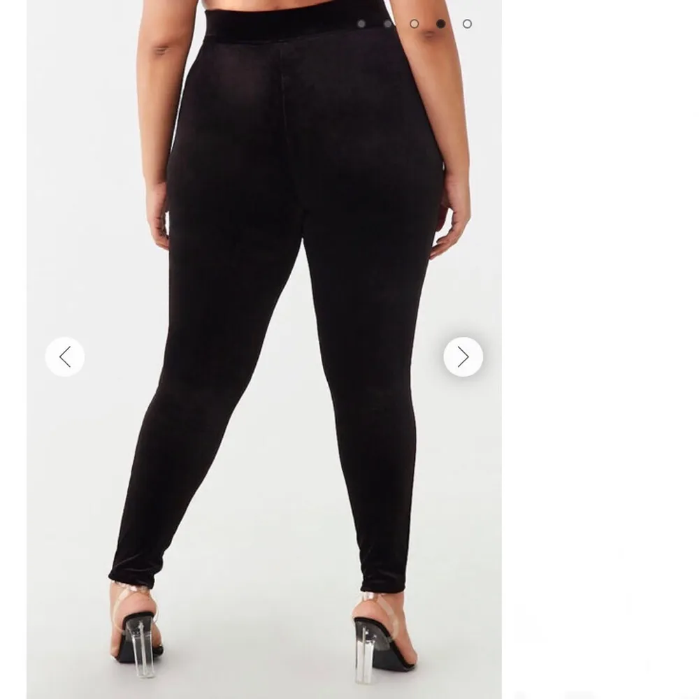 Forever 21+ Black Crushed Velvet Leggings Sz 0X Women - Image 4