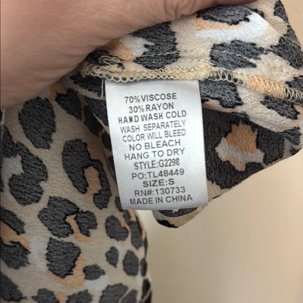 Umgee Leopard Animal Print Short Sleeve Tunic Dress Pockets Women's S - Image 5