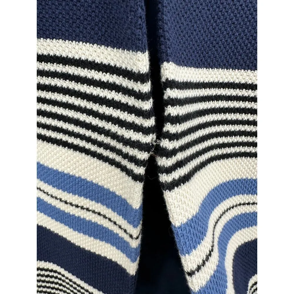 Anne Klein Women Blue Black Tweed Stripe Tulip Hem Jacket Cotton Blazer Size 4 - Image 7