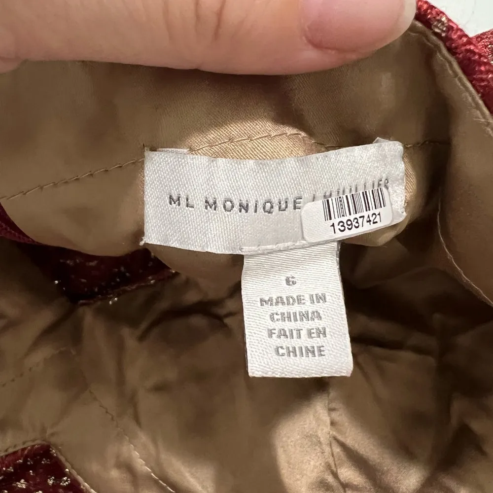 ML Monique Lhuillier Red Metallic High Low Gown Size 6 US $595 - Image 13