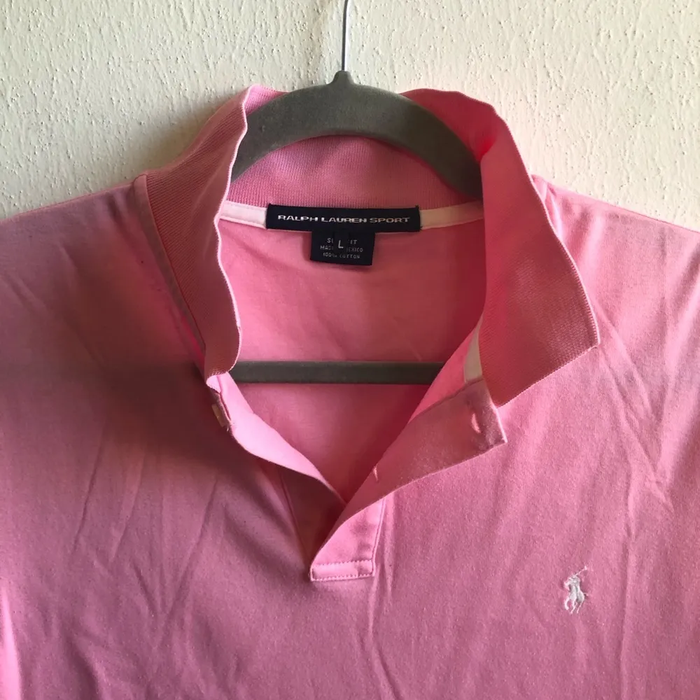Ralph Lauren Sport Slim Fit Polo Shirt Light Pink L GUC - Image 3