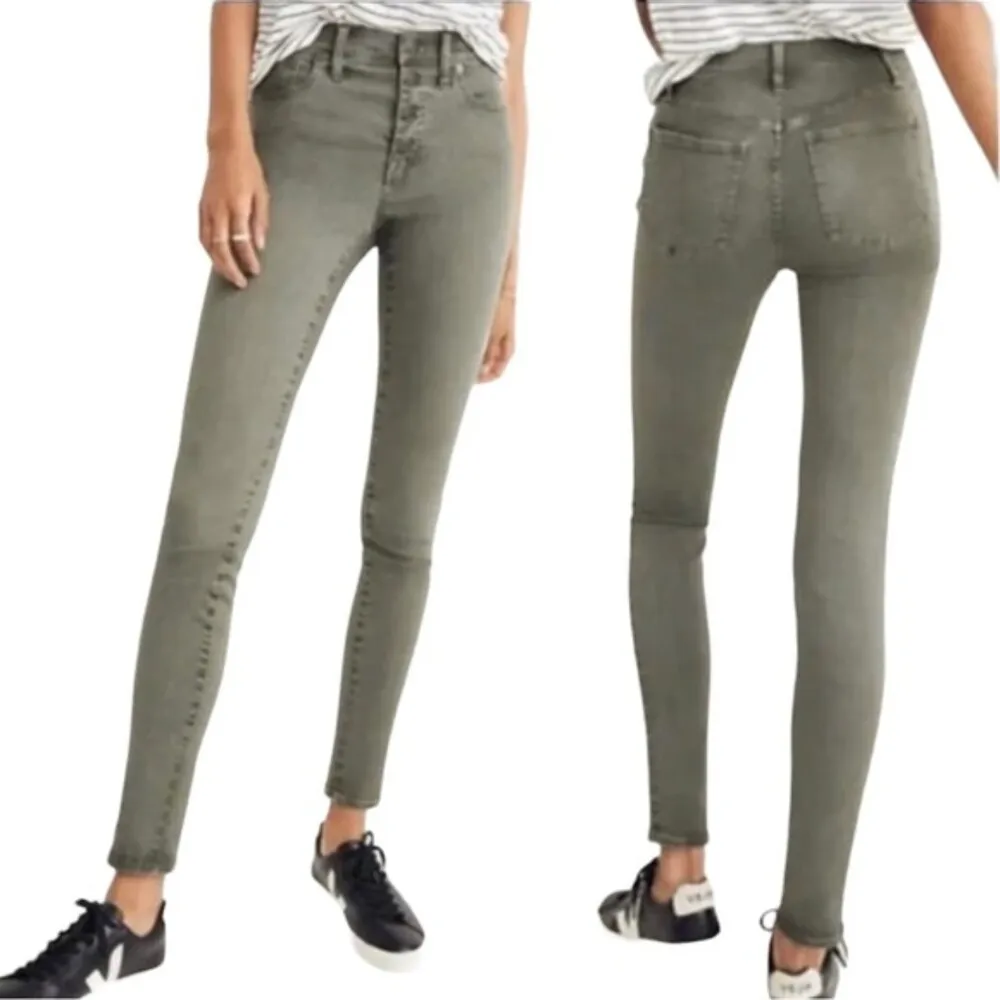 Madewell Jeans 9” High Rise Skinny Exposed Button Fly Olive Green Size 25 | 0 - Image 15