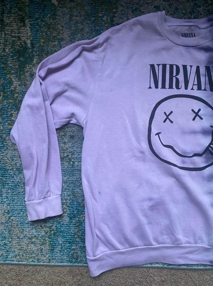 Nirvana smiley face purple tie dye sweatshirt, size 2XL - Image 3
