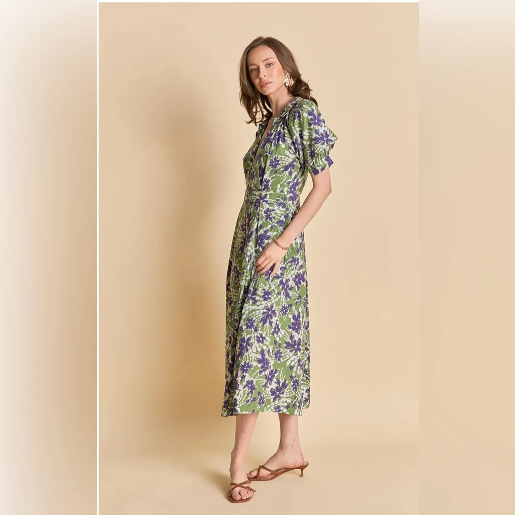 English Factory Casual Print Pleat Midi Dress FLORAL PRINTED MIDI DRESS size XS - Image 2