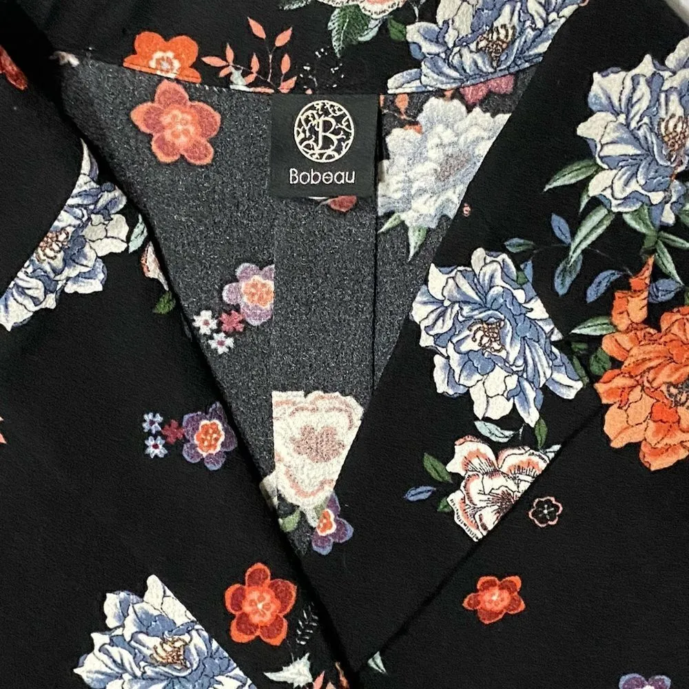 Bobeau Double Breasted Black Floral Blazer Jacket - Image 2