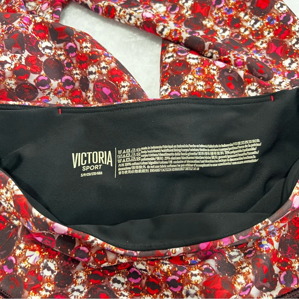 Victoria’s Secret Sport Tight Legging High Rise 7/8 Jewel Print Size Small Red - Image 8
