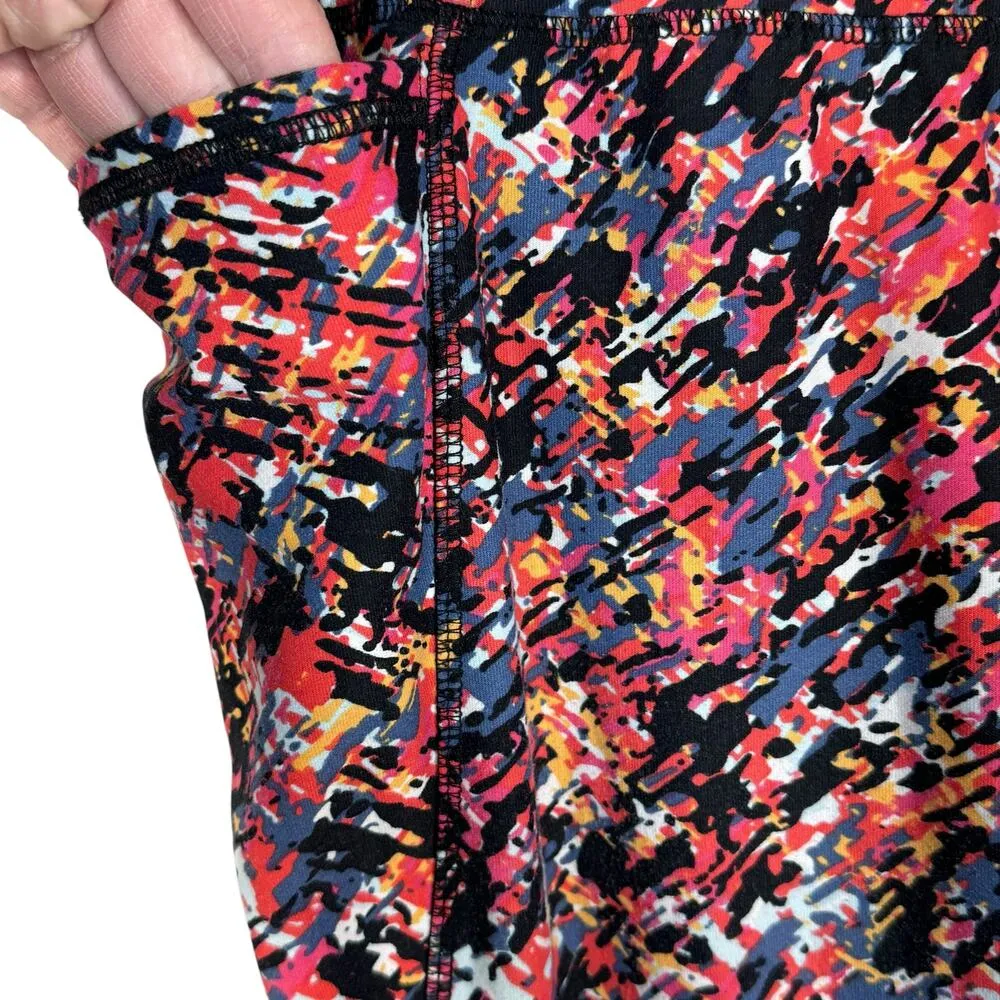 LIVI SZ 18/20 Capris Leggings Wicking Abstract Ladder Cutouts Stretch Pockets Pink - Image 4