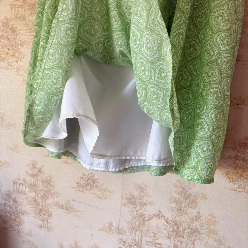 Vintage 90s y2k green and white paisley print preppy boho midi skirt Size 22W - Image 4