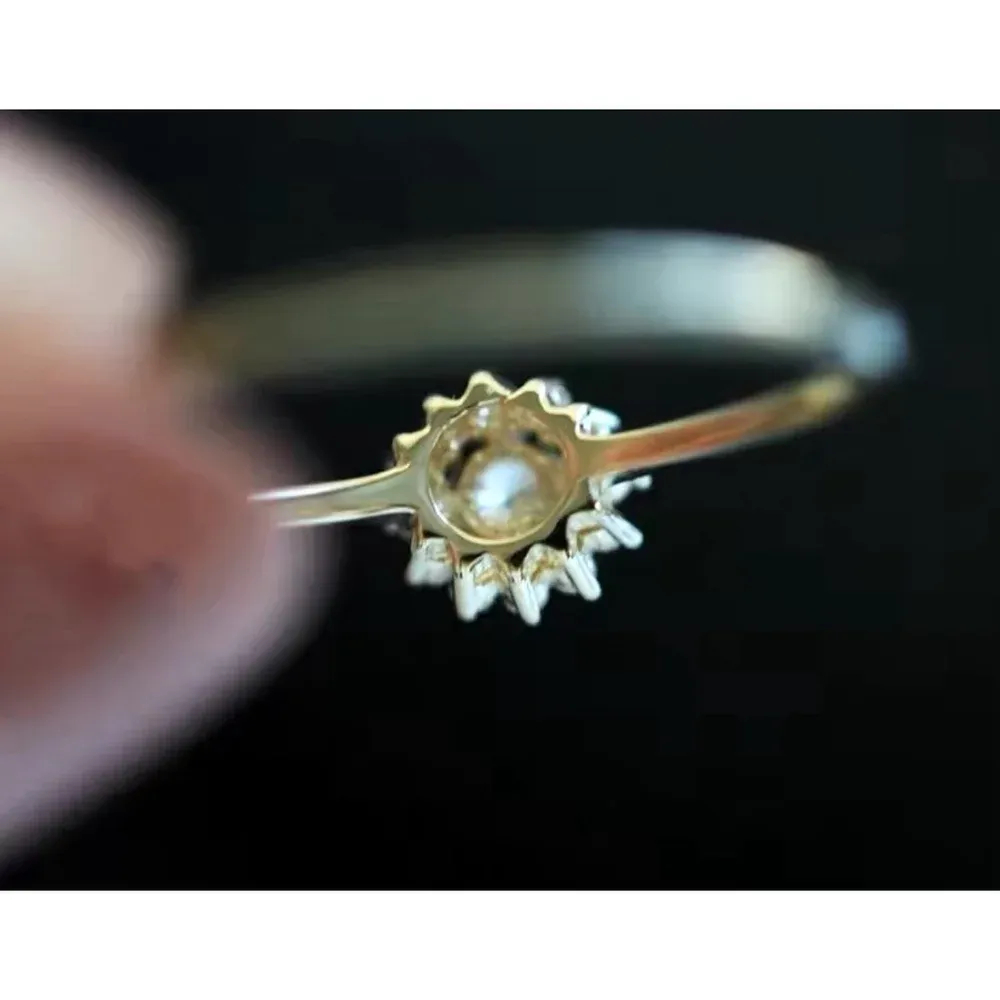 14k Gold‎ Filled Micro Simulated Diamond Sunflower Ring Size 7 - Image 14
