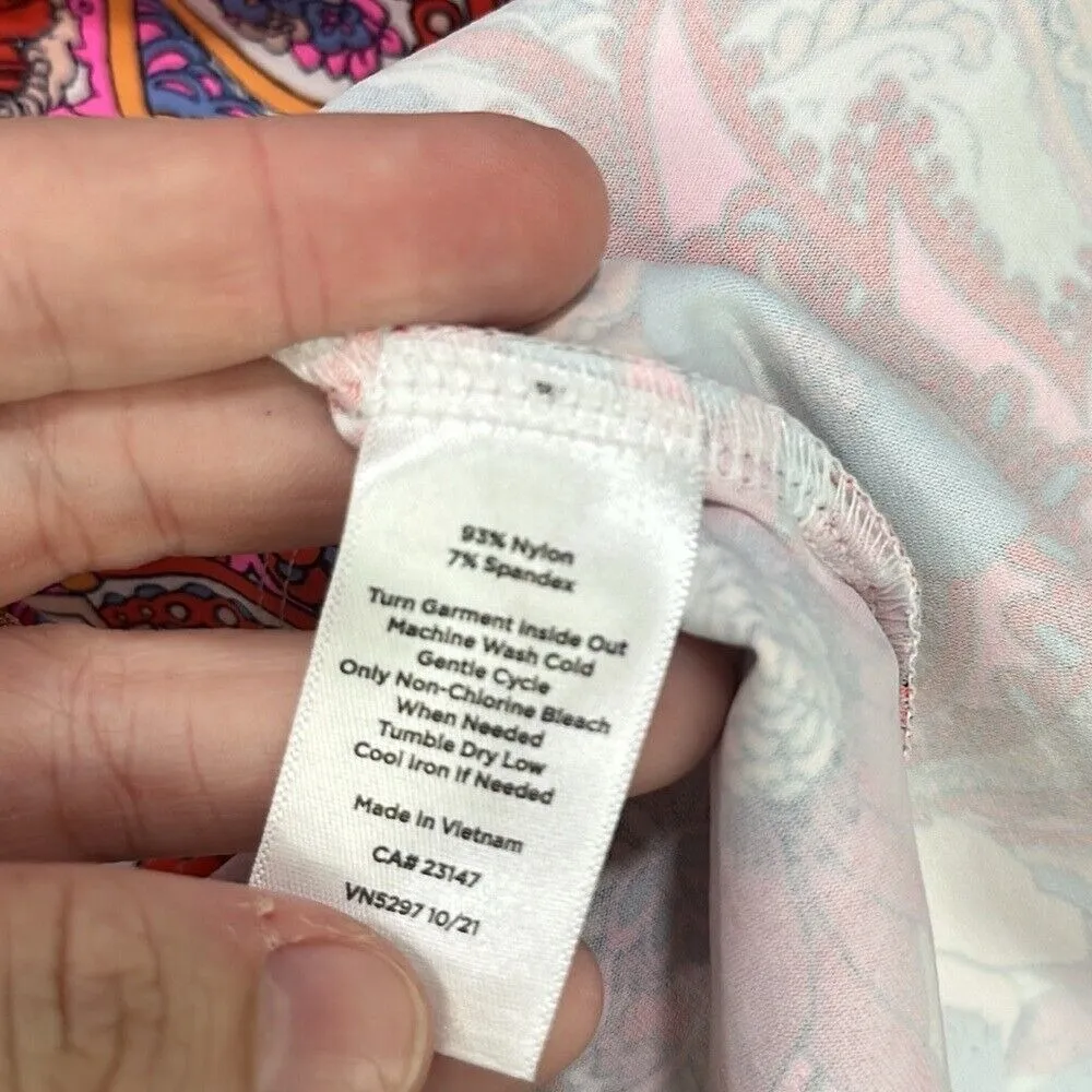 Talbots Womens Dress XS Island Paisley Wrap Spandex Short Sleeve‎ Scoop Summer - Image 3