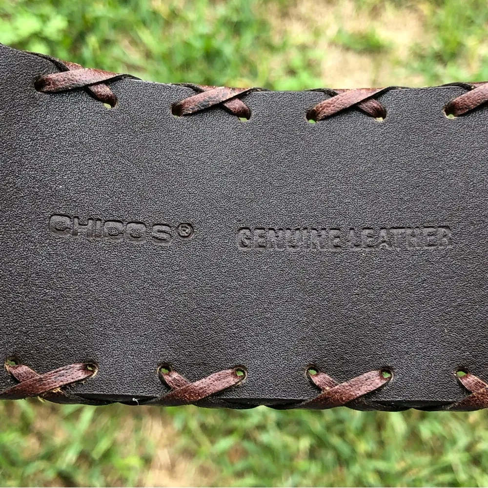 CHICO’S genuine leather brown belt with decorative buckle Medium - Image 5