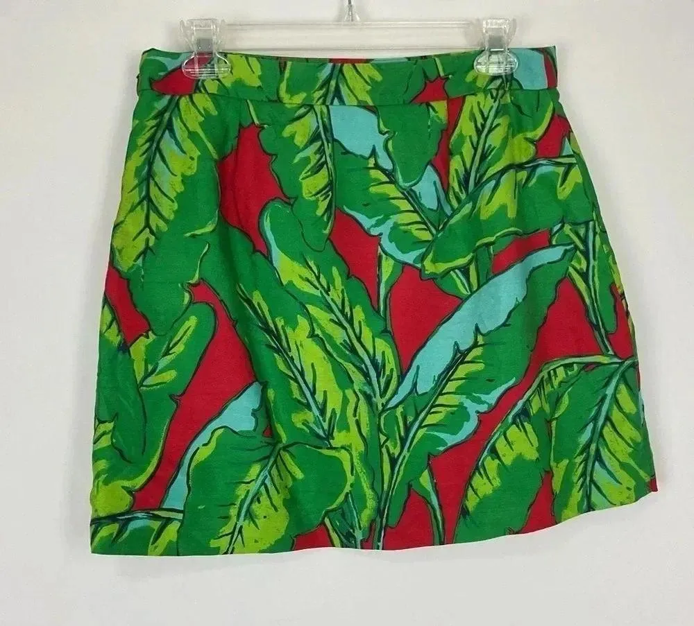 Vineyard‎ Vines Silk Blend Banana Leaf Print Skirt Size 4 - Image 3