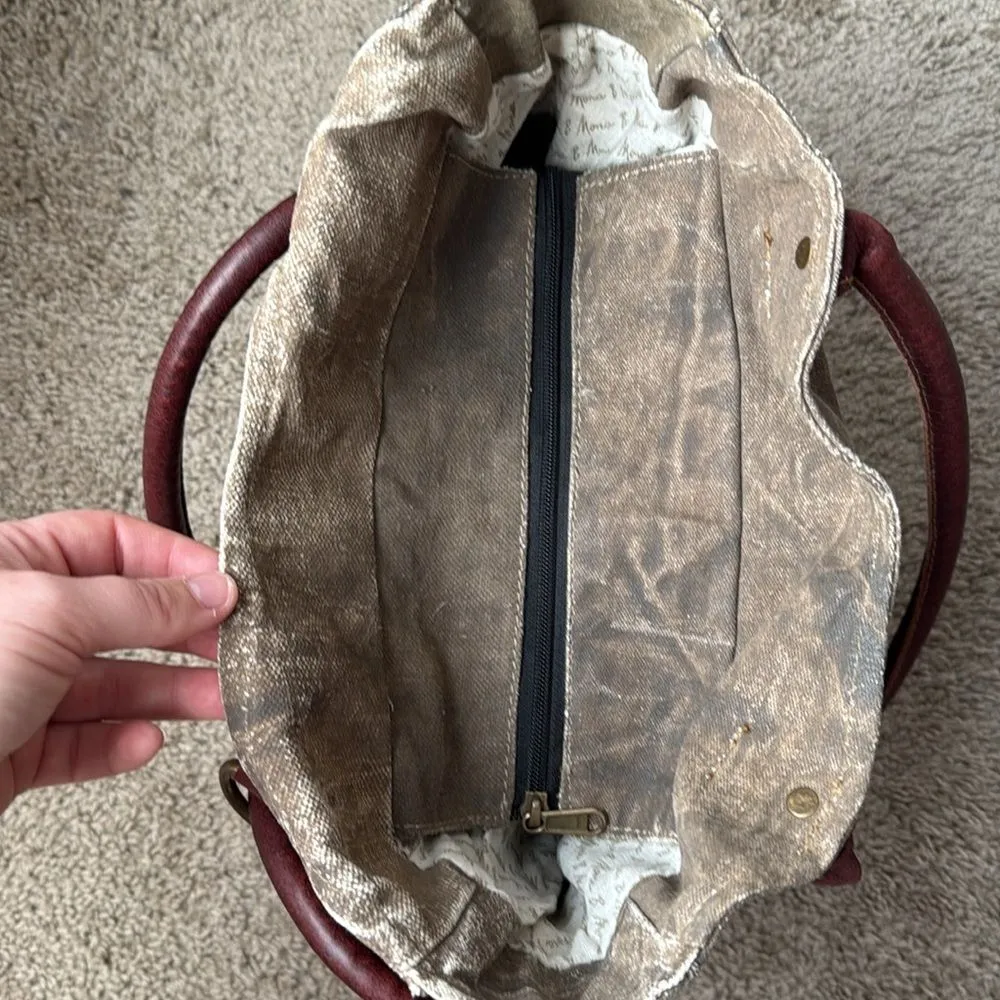 Mona B. Two In One Canvas Tote Shoulder Backpack Bag with Vegan Leather Trim - Image 7