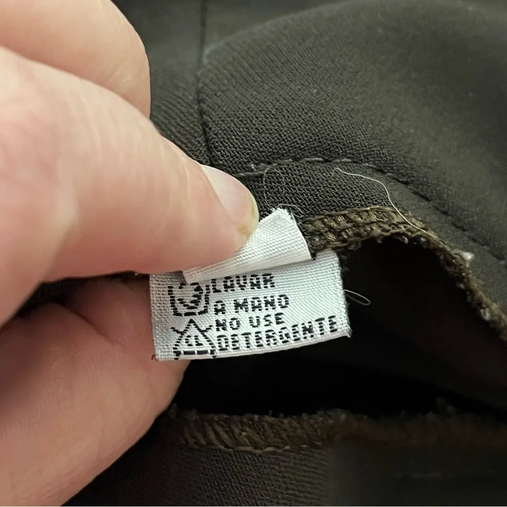 Vintage 70s 80s Beaded Floral Detail Dress Pants Stretch Trousers Dark Brown 12 - Image 4