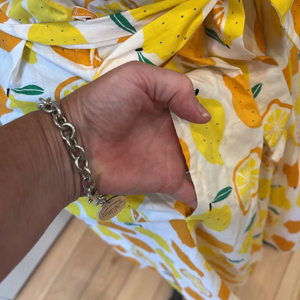 LA Soul Citrus print yellow and white pleated skirt 100% cotton sleeveless Dress Size XL - Image 4