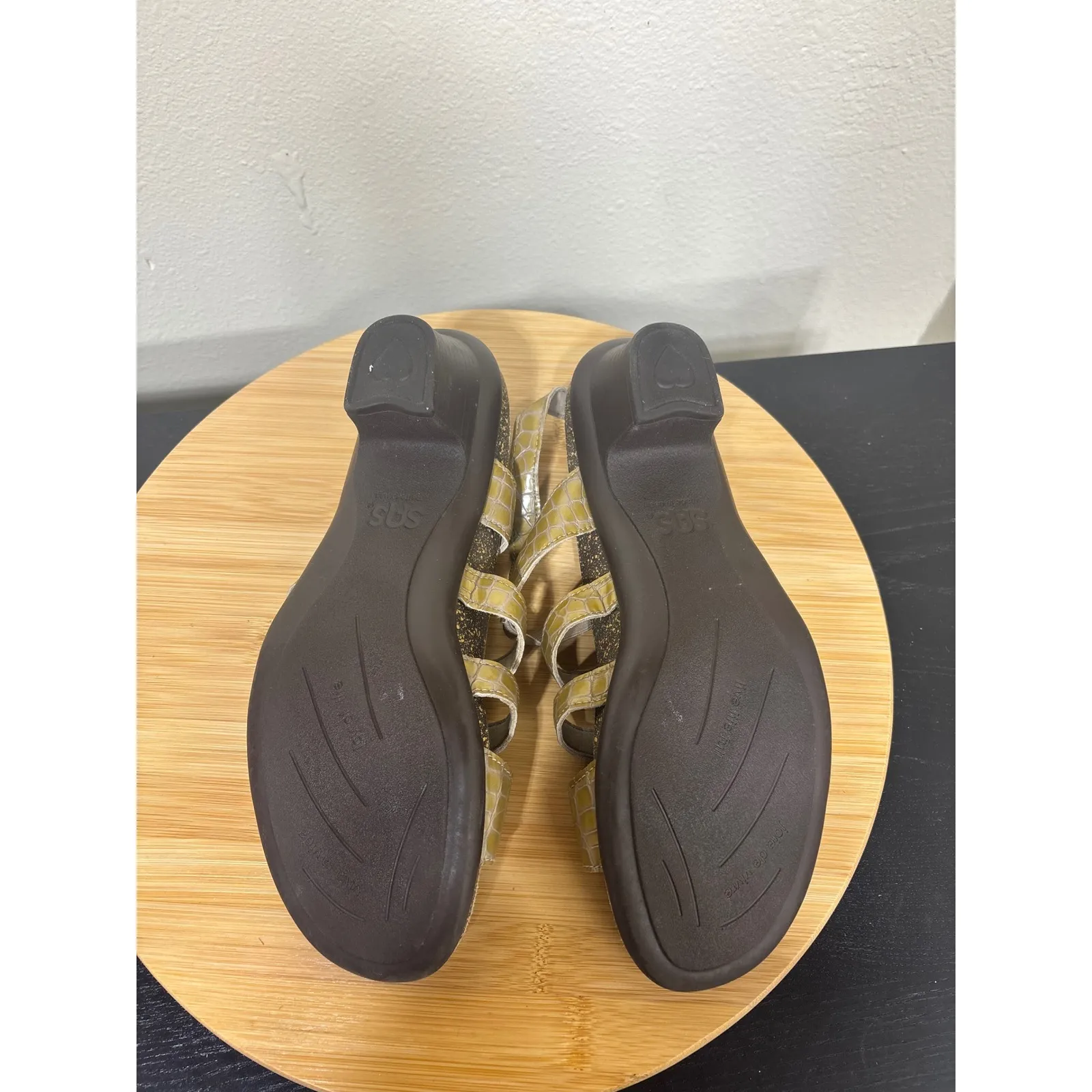 SAS Allegro‎ Croc Size 10M Heel Sandals Comfort Adjustable Buckle Tan Gold - Image 10