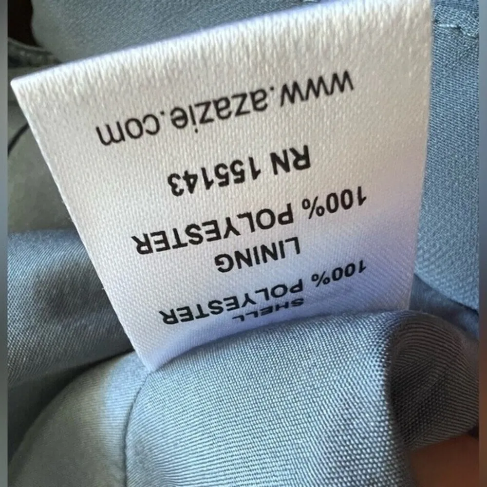 AZAZIE maxi dress A-Line Ruched Chiffon Floor-Length Dress Dusty Blue Size 10 - Image 11