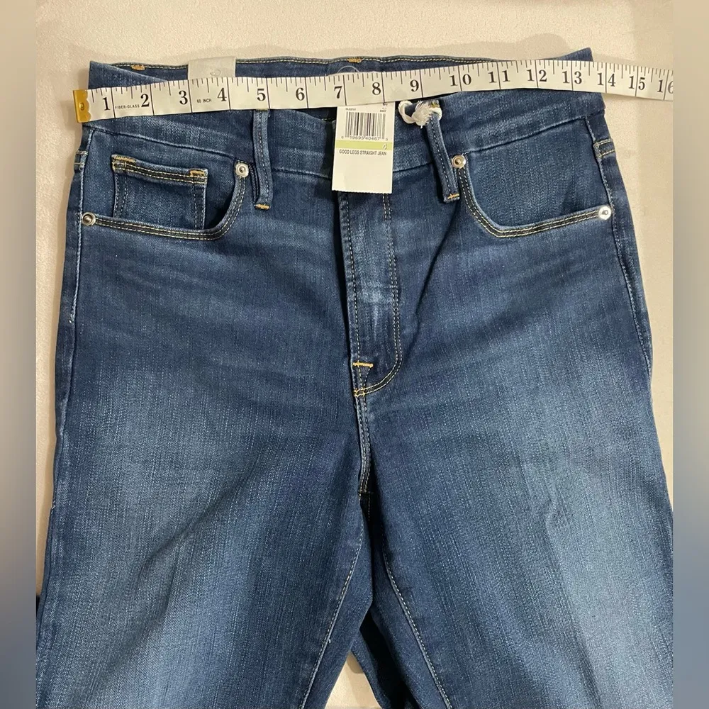 NWT Good American Good Legs Straight High Rise Flat Tummy Tech Blue Size 4 - Image 10