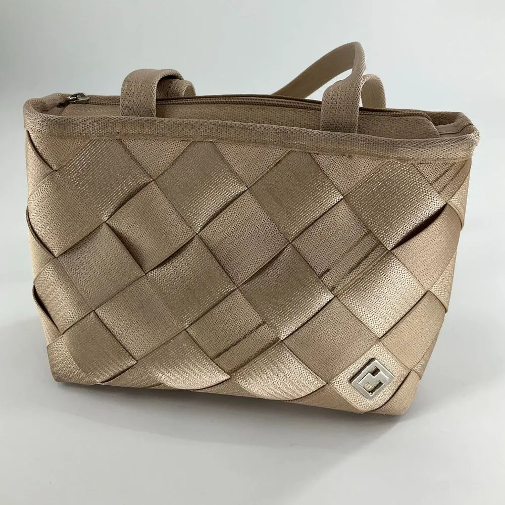 Maggie Bags Womens Genuine Seatbelt Webbing Shoulder Bag Tote Bag Beige Tan - Image 3