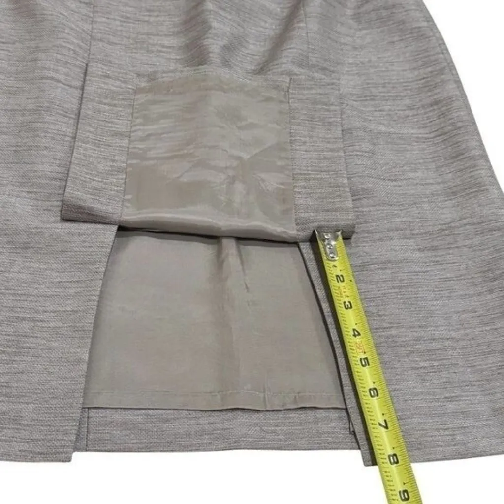 Lafayette 148 Tan and White Textured Pencil Skirt Wool‎ Blend Career Capsule 12 - Image 11