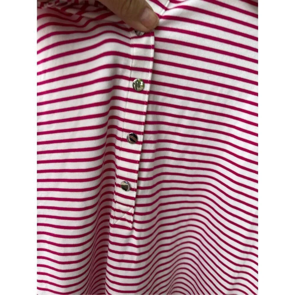 Chico’s size 20(4) fuchsia  white  striped snap front  flutter sleeve top - Image 5