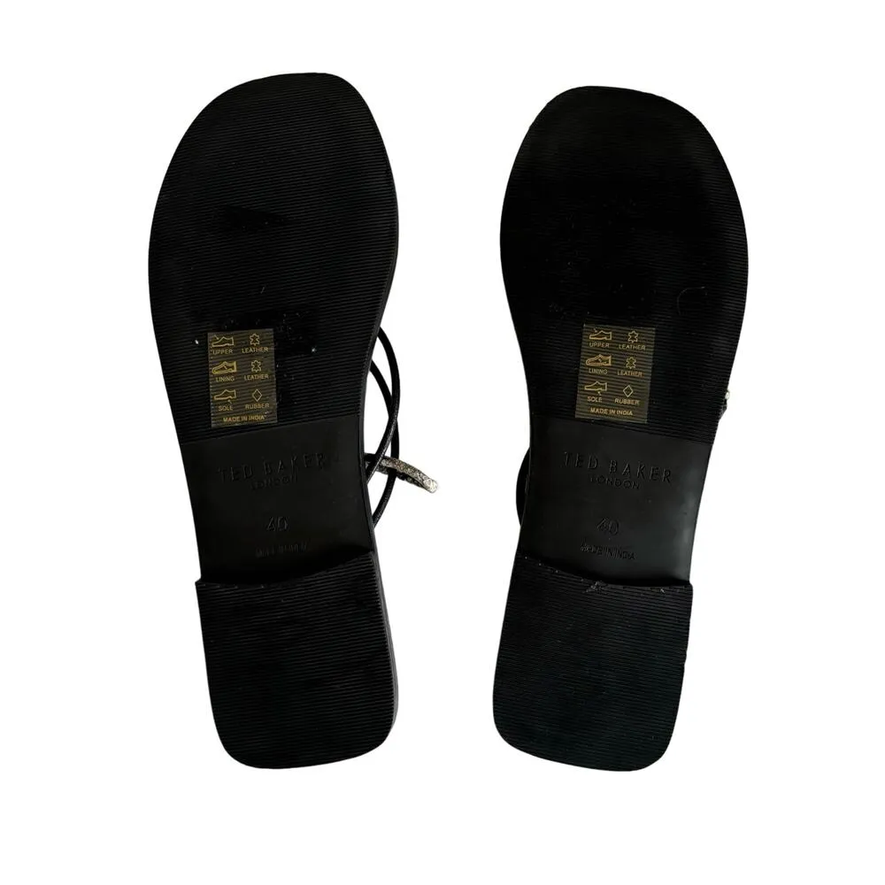 Ted Baker London Teppo Black and Snake Strappy Slide Sandals Women’s Size 10 - Image 3