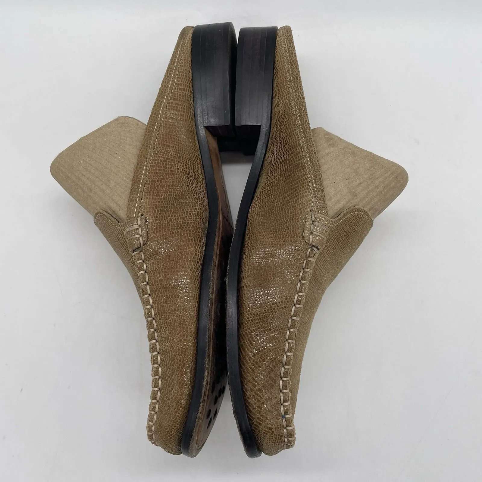 Sesto‎ Meucci Womens 7.5 Shoes Mules Slides Made in Italy Light Mocha Leather - Image 6