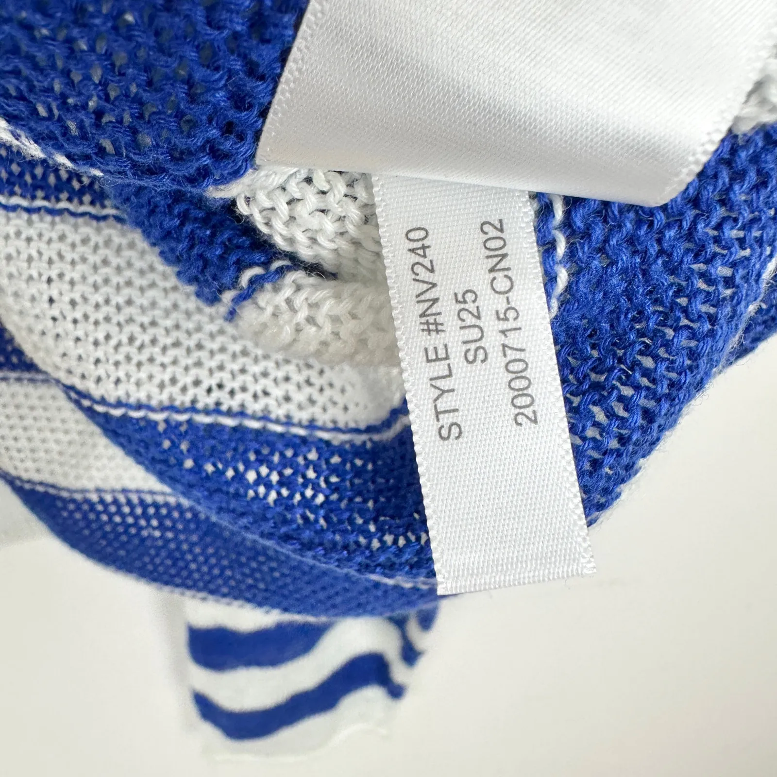 Madewell Linen V Neck Sweater Striped Sapphire Blue Relaxed Nautical Small NWT - Image 11