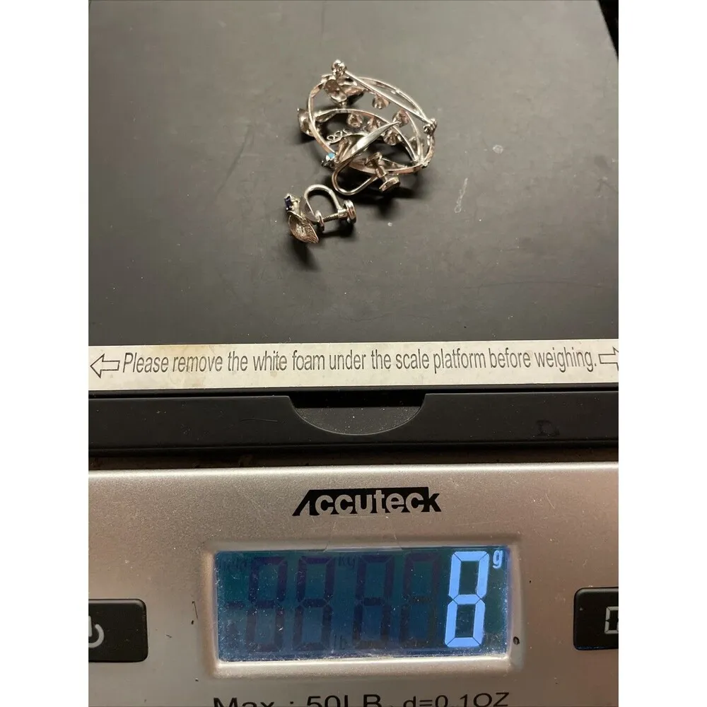 Star Art Vintage Sterling Silver Flower Brooch & Screw Back Earring Jewelry Set - Image 11