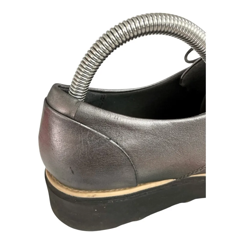 Clarks Collection Leather Oxford Sharon Rea US 10 Gun Metal Lace Up Comfort Sole - Image 8