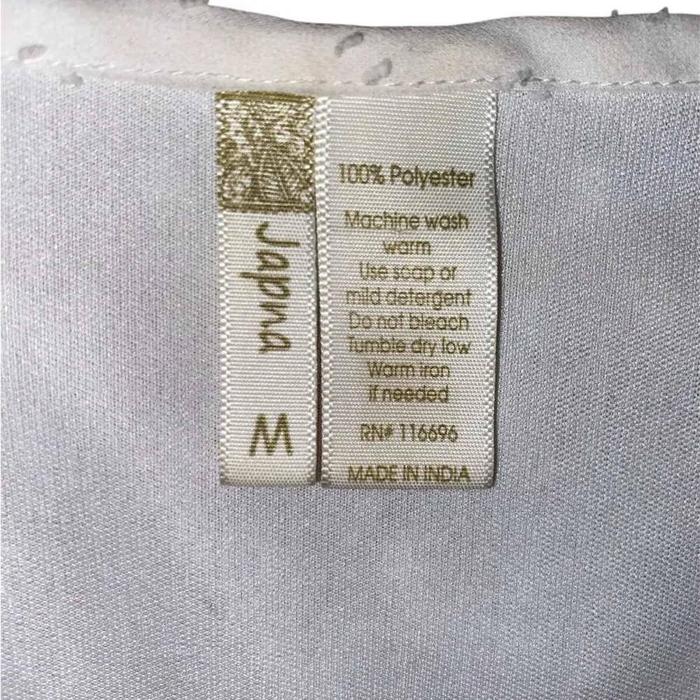 white sheer long sleeve babydoll textured blouse with ruffle detail - Image 4