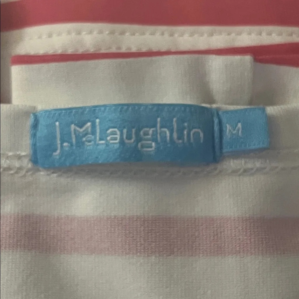 J. McLaughlin Pink and White Striped Catalina Cloth Shirt Dress Size Medium - Image 5